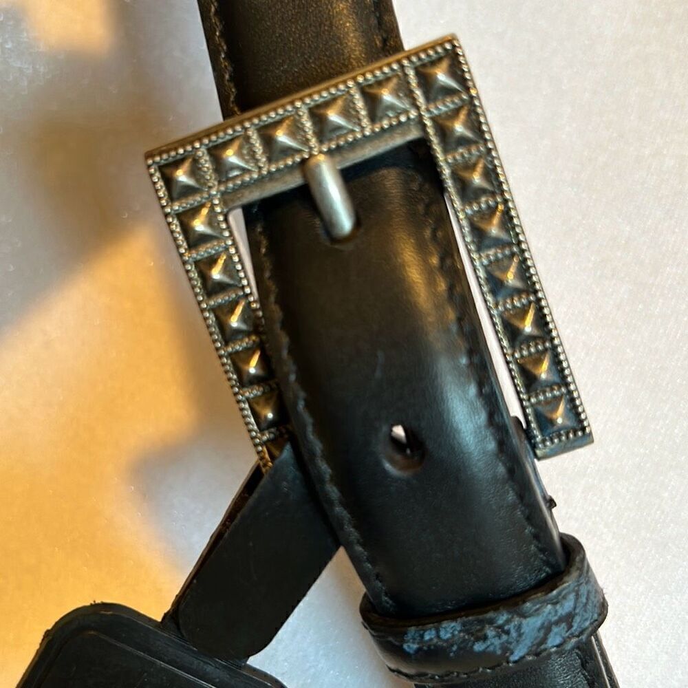 Gucci Women's M/L Black Leather Belt Square Embellished Buckle Contemporary New - Picture 5 of 10